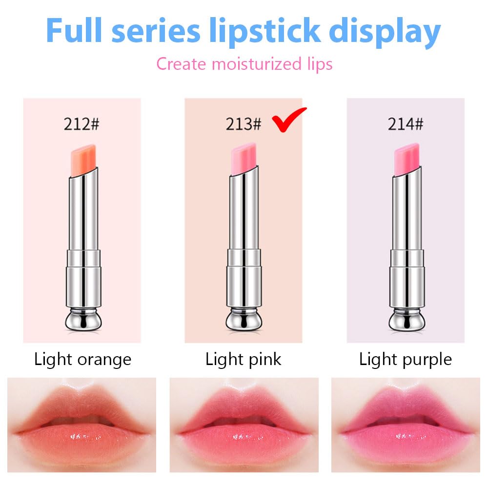 BINGBRUSH Color Changing Lipstick Lip Balm,Korean Magic Lipstick Color Change Changing Lip Tint Tinted Stain Gloss Balm Long Lasting Waterproof Moisturizer (213#)