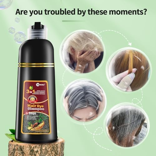 2 Pack Hair Dye shampoo, Leorx 3 In 1 Brown Color Shampoo Hair Dye For Refresh Hair Instant Herbal Coloring Shampoo For Women&Men - Tintes Para El Cabello Profesional