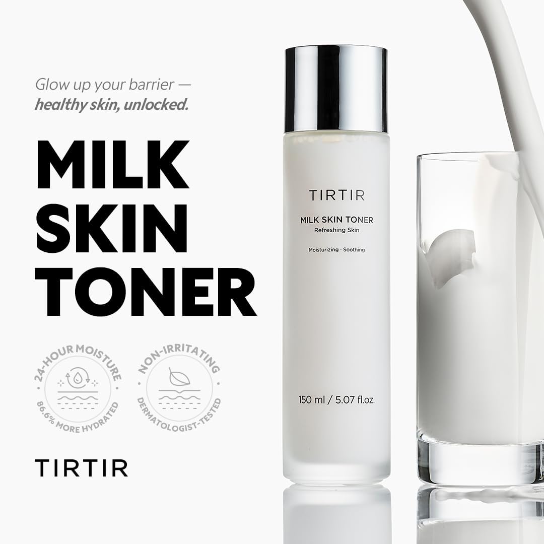 TIRTIR Milk Skin Rice Toner | Deep Moisturizing, Hydrating Toner for face, Niacinamide, Ceramide, Rice Bran Extract, Nature-Oriented Ingredients for Korean Skin Care, Vegan, 1.69 Fl Oz