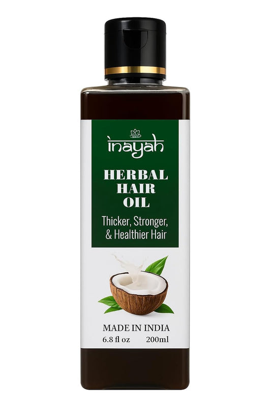 Inayah Ayurvedic Hair Oil for Hair Growth - 200ml | With Coconut Oil, Bhringraj, Amla, Hibiscus & 30+ Natural Herbs | Anti Hair Fall | Hair Regrowth Oil | No Fillers & Paraben Free