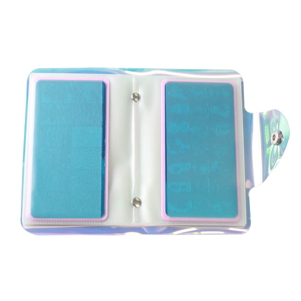 VNC 20 Slots Stamping Nail Art Light Blue Nail Art Stamp Plate Collection PVC Clear Color Image Plate Organizer for 6X12cm Size Stamping Plate Collection