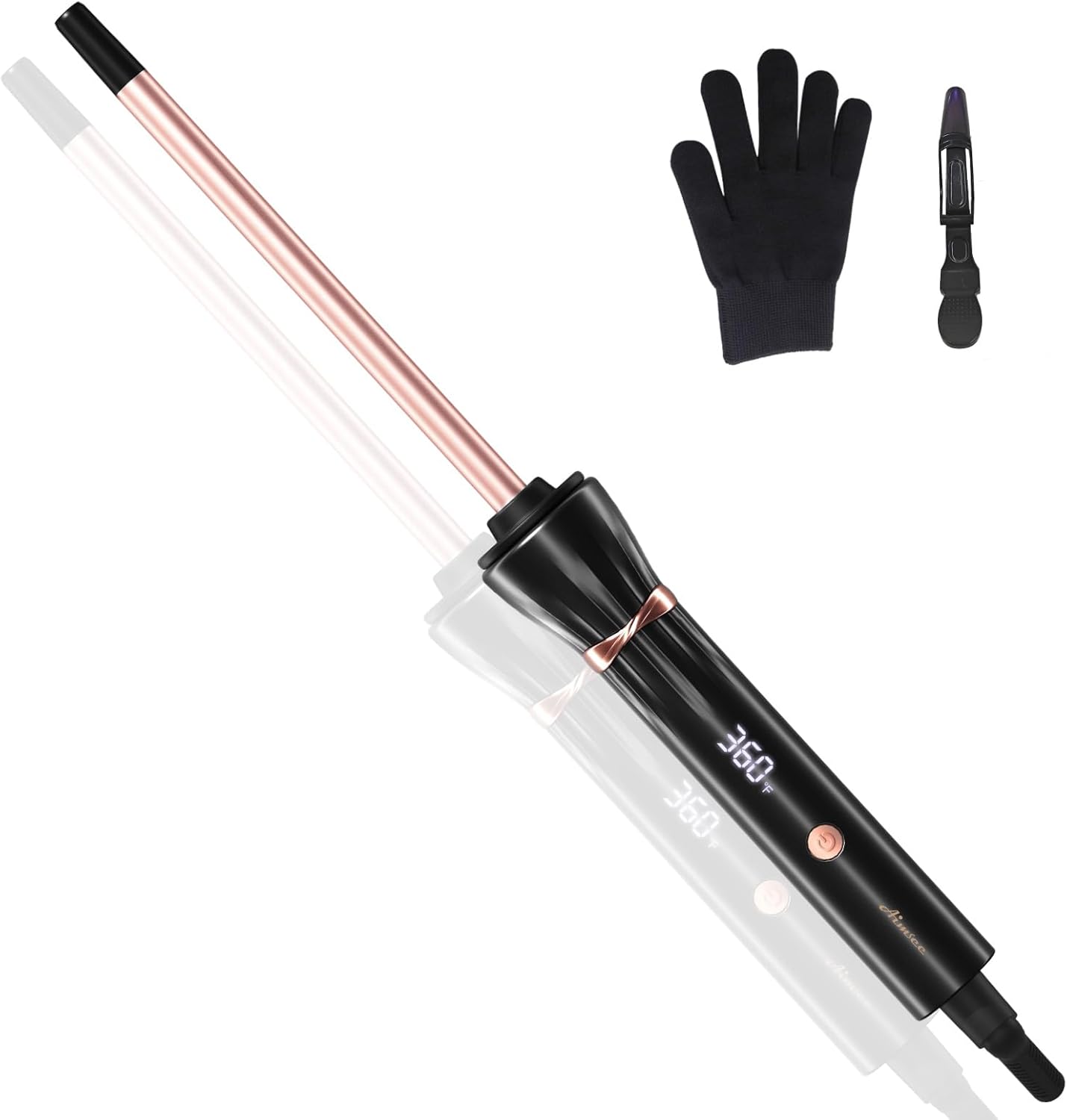 3/8 Inch Small Wand Curling Iron with 9 Temps, 9mm Mini Hair Curler with LCD Display, Fast Heat Up & Anti-Scald Design, Suitable for Short/Long Hair