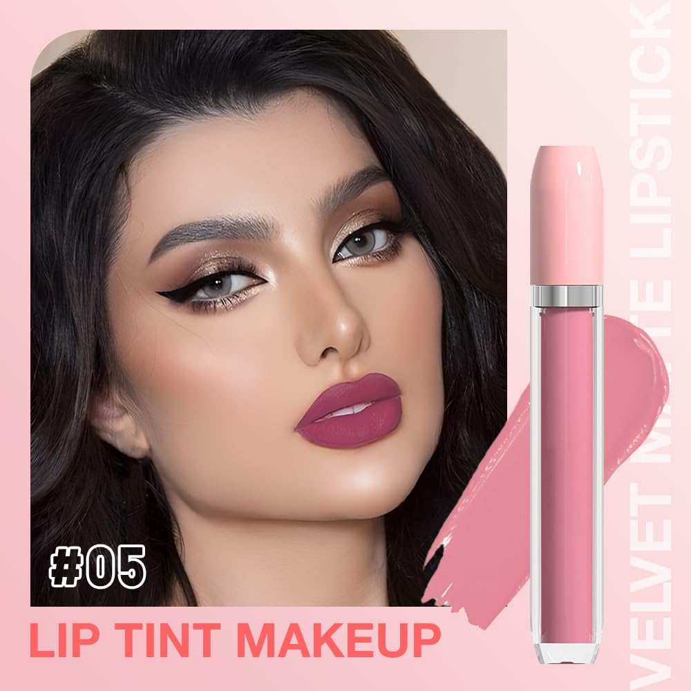 BINGBRUSH Super Matte Longwear No-Budge Stay On Smudge Proof Liquid Lipstick Long Lasting Makeup for Women,Highly Pigmented Color and Instant Shine, Cheeky