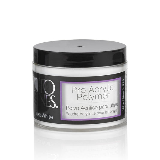Tones Pro Acrylic Nail Powder, Max White (Creamy, Soft Off-White), (3.5 Fl Oz) - Long-Lasting & Non-Yellowing Polymer for Salon Quality Nail Extensions & 3D Art