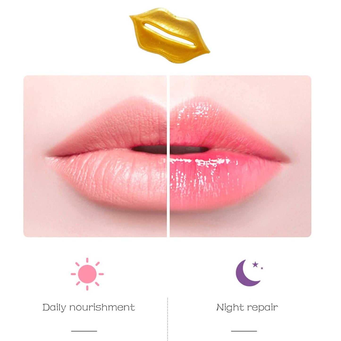 30PCS Collagen Lip Masks,Crystal Moisturizing Lip Care Pads Lip Patches for Dry Lips & Anti-Chapped, Smoothing Lip Fine Lines, Plumping Your Lips Attractive, Gold
