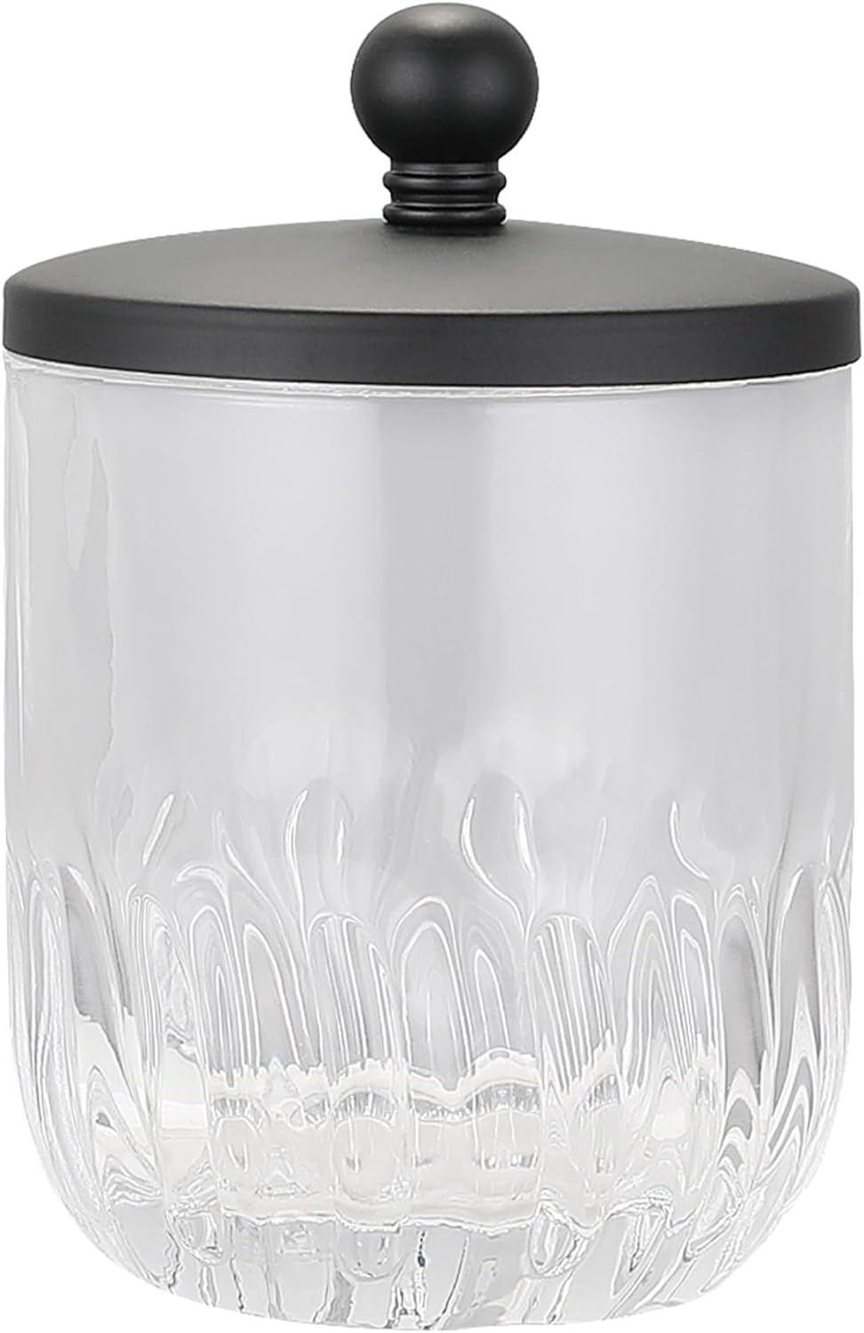 Glass Jar with Metal Lid for Bathroom Organization, Clear Apothecary Jar for Cotton Balls, Q Tips, and Small Accessories, Stylish Bathroom Storage Container Black