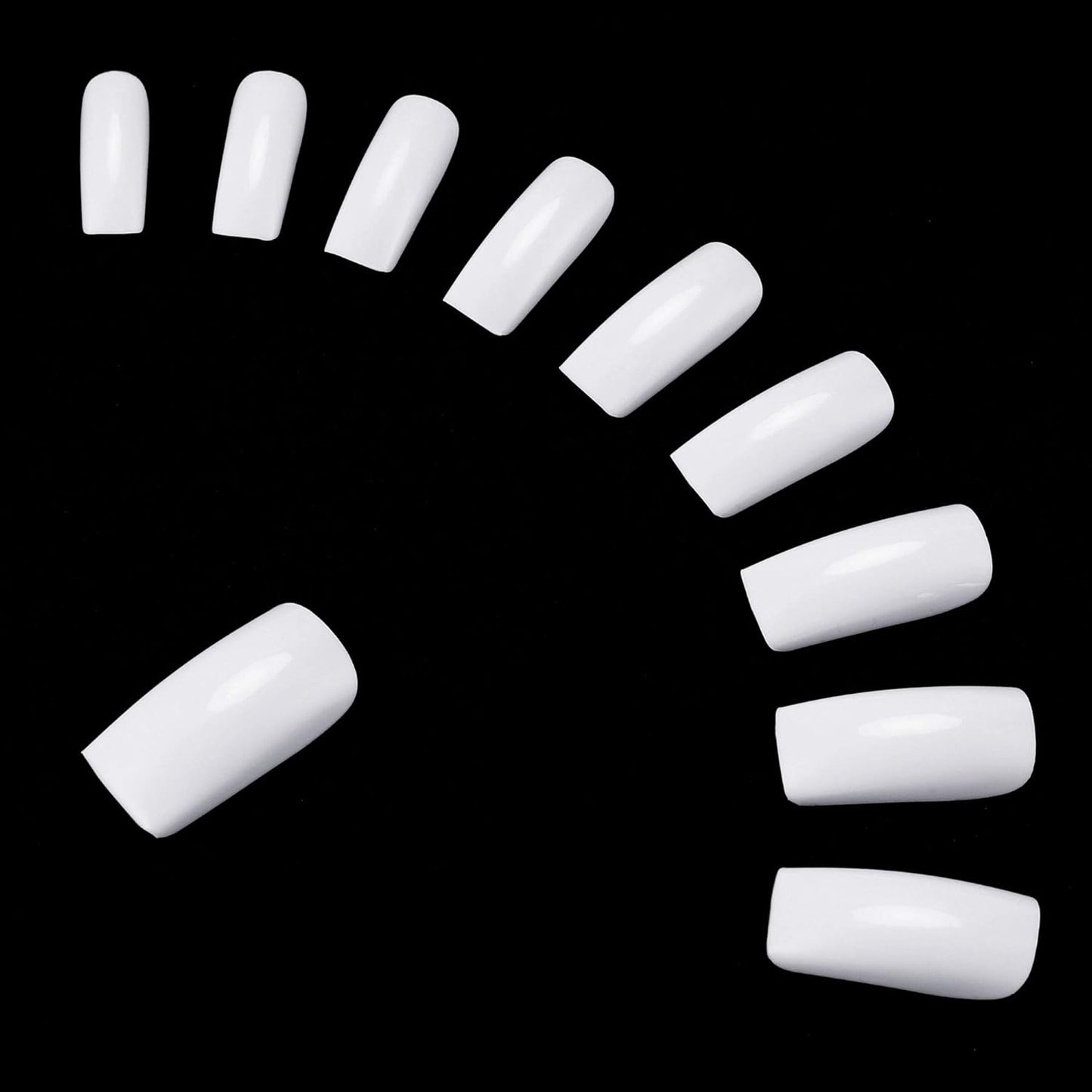 Full Cover Acrylic False Nail Tips, 500PCS Fake Nail Shape Artificial False Nails Tips 10 Sizes with Case for Nail Art Salons and Home DIY (White)
