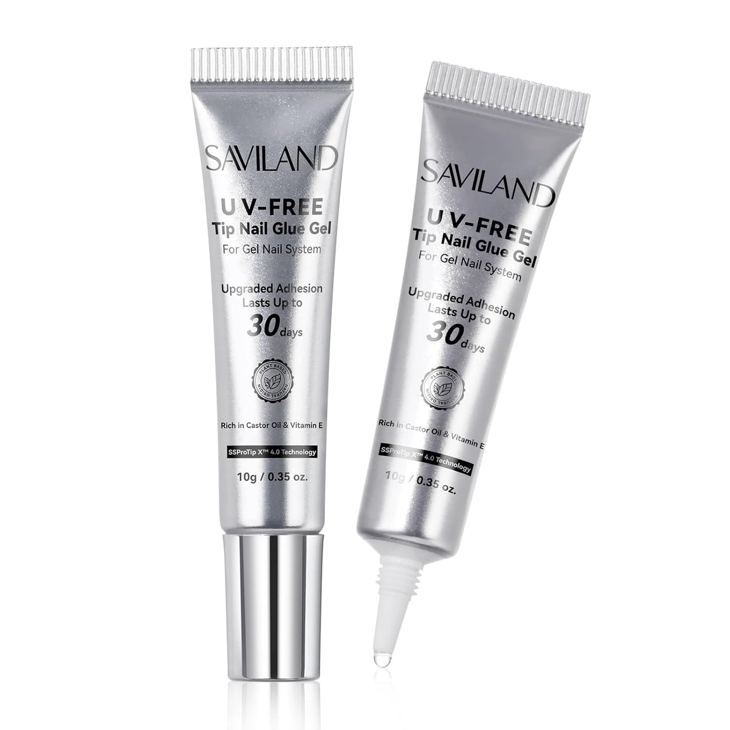 SAVILAND 2Pcs Semi Solid Nail Glue for Press On Nails: Super Strong 20g Gel Nail Glue for Press Ons Quick Drying 30-Day Long Lasting Nail Glue Gel Adhesive Rich in Castor Oil VE No U V Light Needed