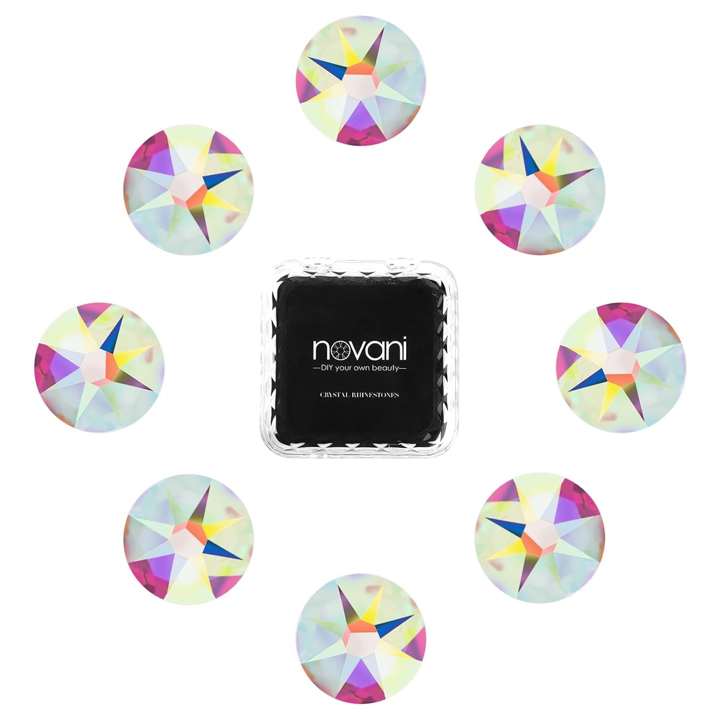 Novani 720pcs Crystal AB Rhinestones Flat Back Round Rhinestone Style 2088 Sparkly Crystal Gemstones for Nail Art and Crafting,S16(3.8-4.0mm