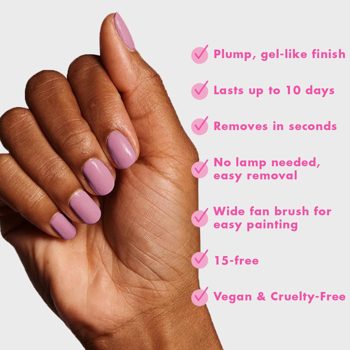 Olive & June Long Lasting Nail Polish | Plump Gel-Like Finish No Lamp Needed Lasts up to 10 days | Salon-Quality Color at Home | 15-Free, Vegan & Cruelty-Free Chip-Resistant Shine | World Lit, Mauve