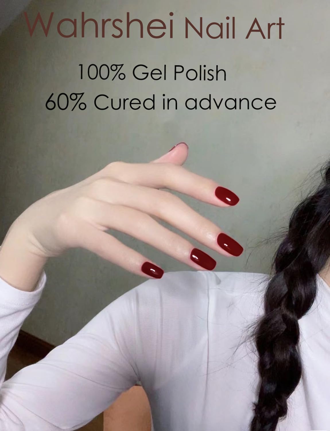 Semi Cured Gel Nail Strips, 20pcs Ancora Red Gel Nail Stickers UV, Wine Red UV Wraps for Home Nails DIY