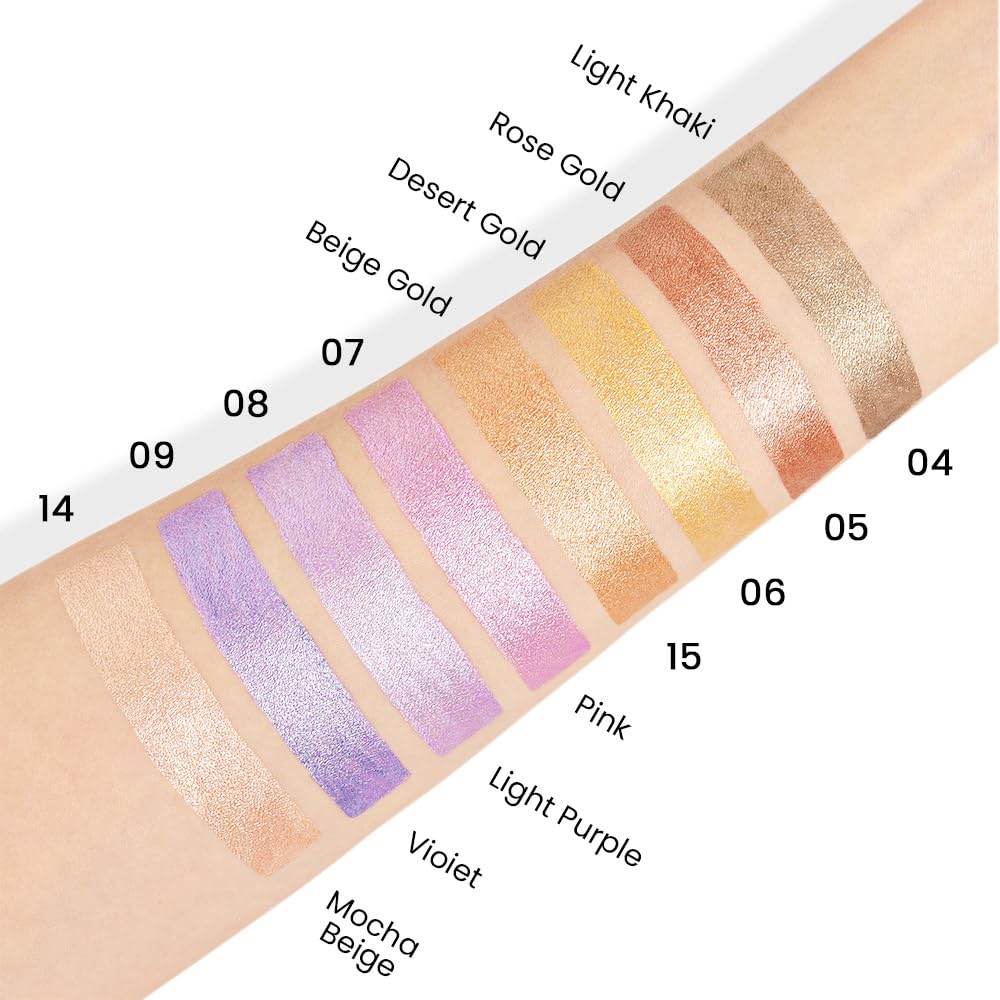 evpct 4Pcs Cream Eye Shadow Brightener Sticks Set for Eyes, Light Khaki Bronze Desert Beige Gold Shimmer Metallic Eyeshadow Pencil Applicator Stick Palette Makeup Waterproof sombras en crema para ojos