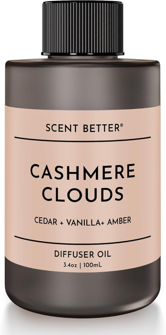 Scent Better Cashmere Clouds Aroma Essential Oil Blend: an Aromatherapy Blend of Cedar, Vanilla, and Amber for Ultrasonic Diffusers & Nebulizers (3.3 Fl Oz, 100 mL)