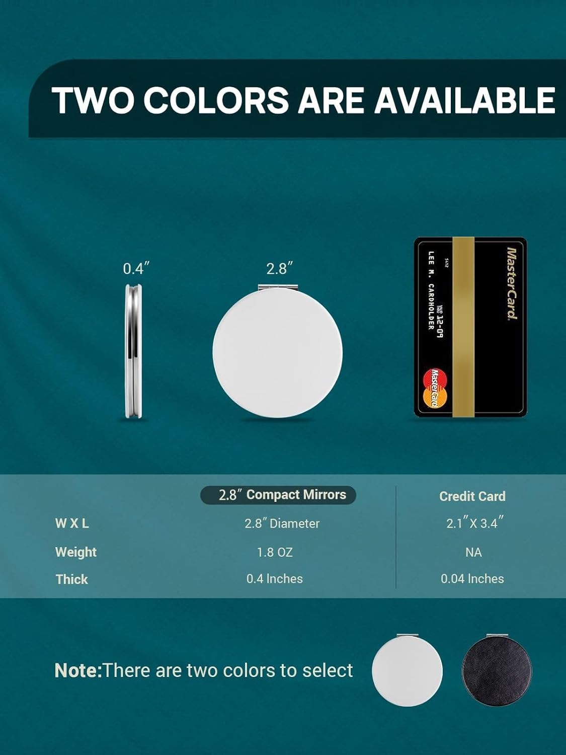 Compact Mirror,Set of 2 Round Double-Sided Makeup Small Mirror for Purse with 1X/3X Magnification PU Leather (White, 2.8")