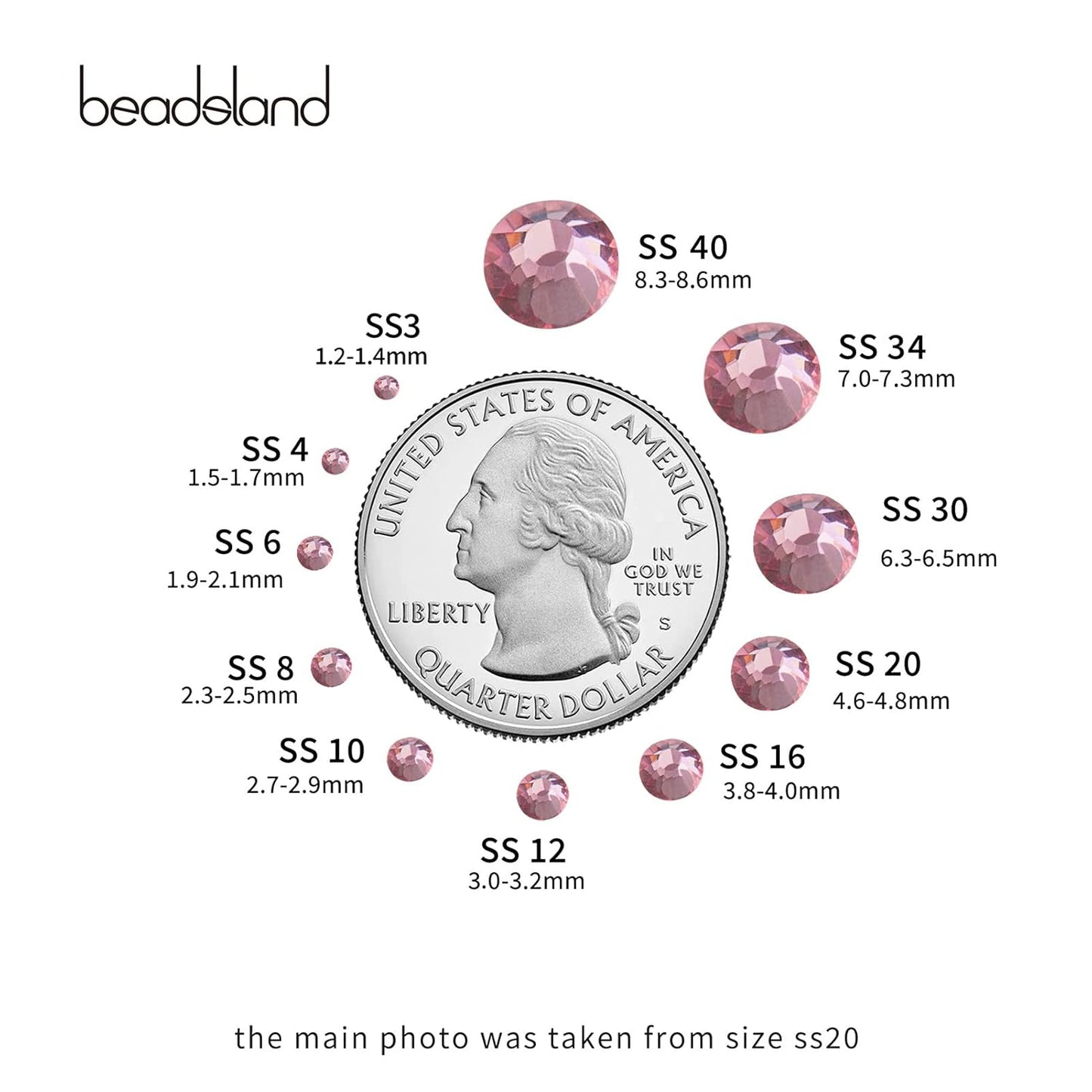 Beadsland 2880pcs Flat Back Crystal Rhinestones Round Gems for Nail Art and Craft Glue Fix,Light Purple,SS4,1.5-1.7mm