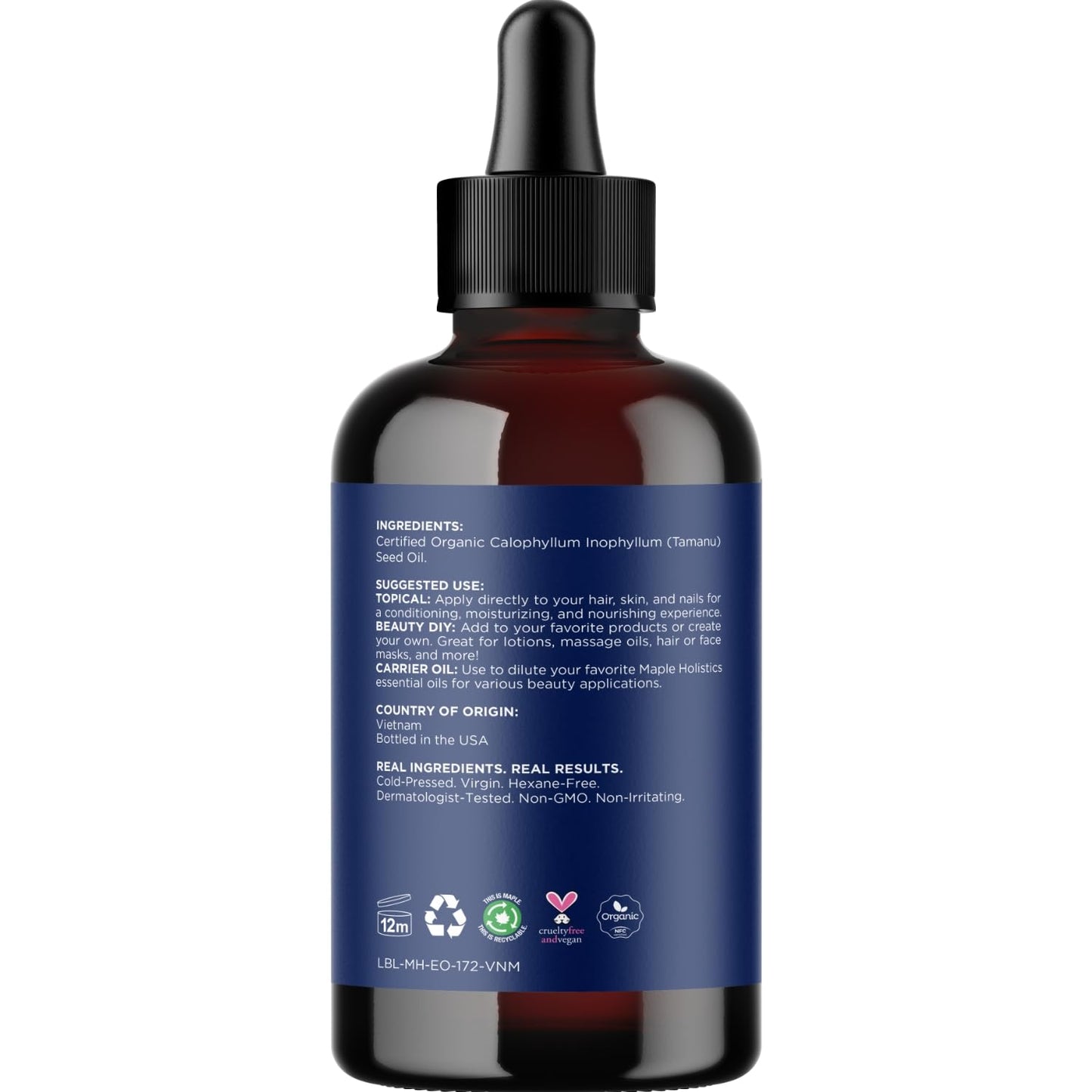 100% Pure Organic Tamanu Oil - Cold Pressed Tamanu Oil Organic for Skin and Hair Care - Virgin Unrefined Non-GMO Vegan & Cruelty Free Skin and Face Moisturizer - Dermatologist-Tested (4 Fl Oz)
