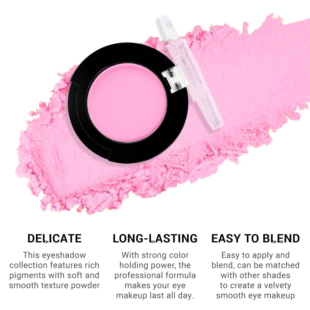 Monochrome Matte Eyeshadow Makeup Palette, Highly Pigmented Purple Pink Eyeshadow Palette, Matte Pressed Powder Eye shadow Makeup, Single Vegan Eye Shadow, Daily Evening Women Girls Eyeshadow Gift 4#