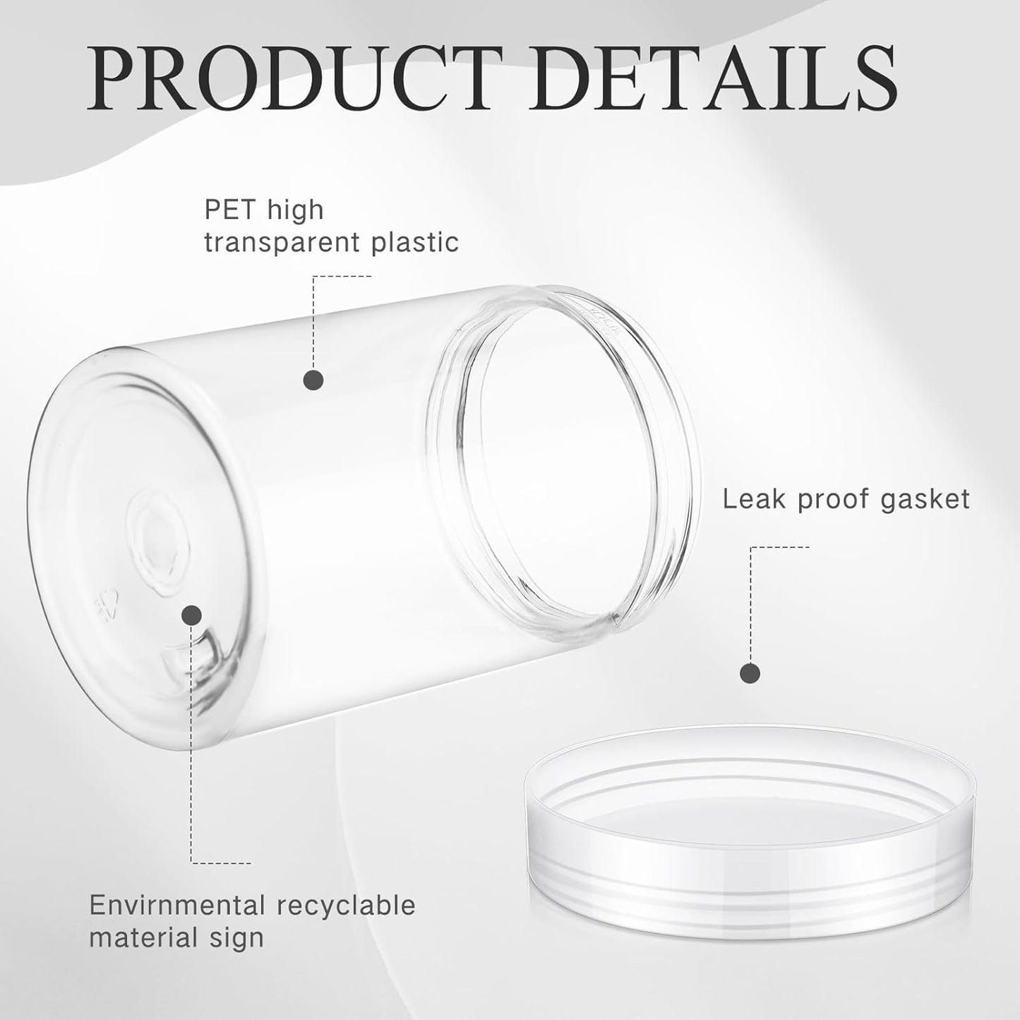 SATINIOR 100 Pcs Plastic Jars with Lids Small Containers Lids Wide Mouth Small Plastic Containers for Lotion Cream Rhinestones Body Butters Travel Storage(10 oz, Clear)