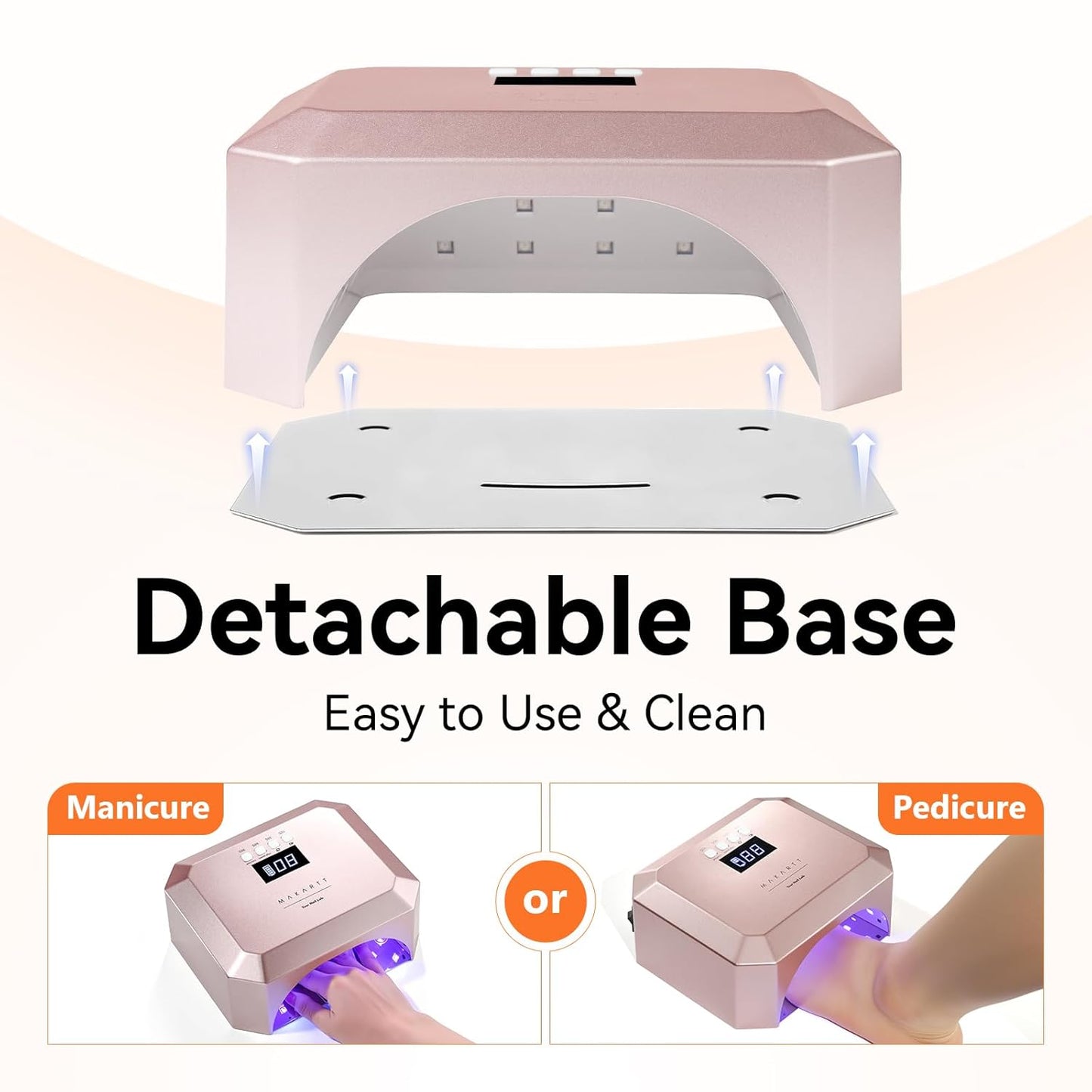 Makartt UV LED Nail Lamp for Gel Nails – Rechargeable Aurora 30W Nail Light with 39 LEDs, Large Space 2600mAh Battery 4 Timers & Auto Sensor Fast Curing Cordless Nail Lamp for Salon(Rose Pink)