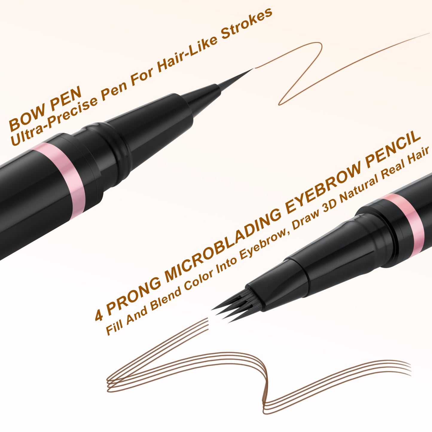 Eyebrow Pencil,2-in-1 Waterproof Eyebrow Pen with 4 Tip Brow Pen and Ultra-Precise Brow Pencil,with Dual-ended Eyebrow Brush,Eyebrow Makeup for Natural Looking Eyebrows-Soft Brown