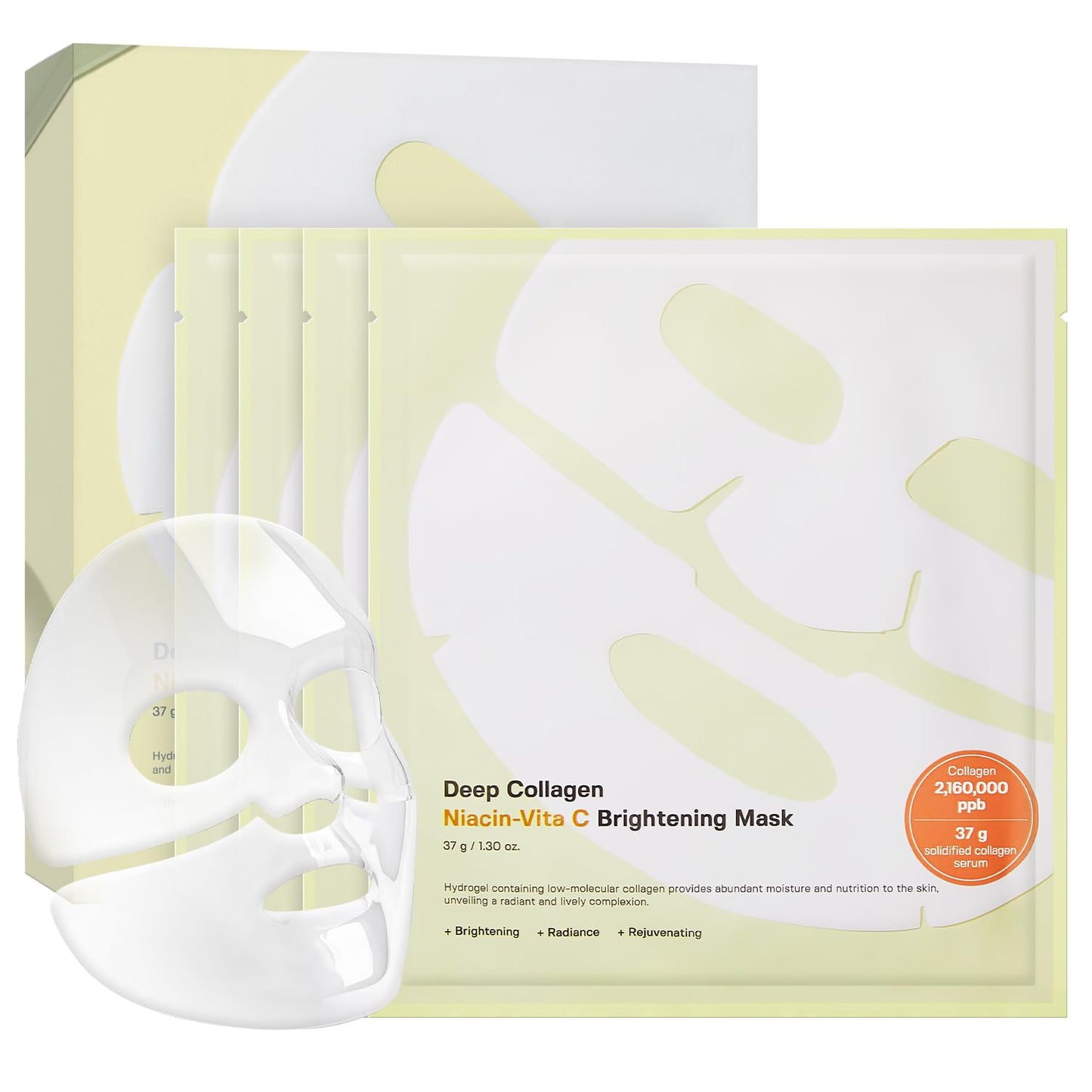 SUNGBOON EDITOR Deep Collagen Niacin-Vita C Overnight Mask 37gx4ea | Real Collagen 2,160,000PPB with Niacinamide & Vitamin C | Hydrating Face Mask for Glass Skin | Korean Skincare Routine