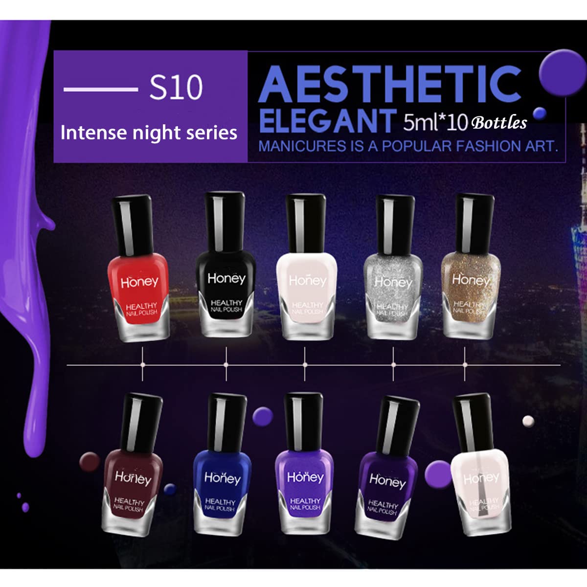 10 Bottles Easy Peel off Nail Polish Set Quick-drying, Non-Toxic Nail Polish - DIY Water Based Nail Polish Kit with Top Base Coat Nail ecoration products for Women Girls