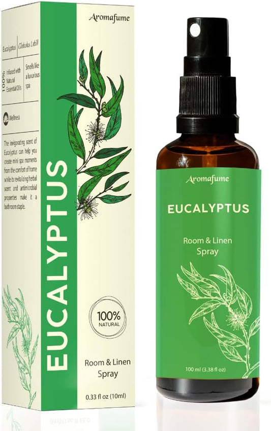 Eucalyptus Room, Linen & Pillow Spray by Aromafume | 100ml/3.38 fl oz | with Pure Eucalyptus Essential Oil | Aromatherapy | Mist for Bedding, Fabrics
