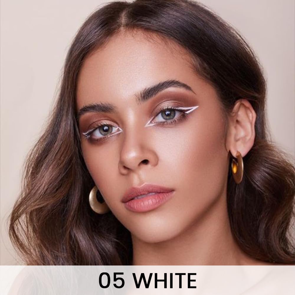Kaely White Gel Eyeliner Pencil,Waterproof Smudge Proof Eye Liner Pen,Cat Eye Goth Halloween Makeup,Eye Black Face Paint Lipstick Crayon,Color Colorful Eyeliner Eyeshadow Stick,05