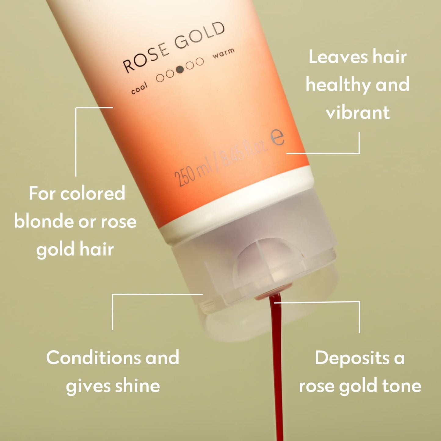 Four Reasons Color Mask - Rose Gold - (19 Colors) Toning Treatment, Color Depositing Conditioner, Tone & Enhance Color-Treated Hair - Semi Permanent Hair Dye, Vegan and Cruelty-Free, 6.76 fl oz