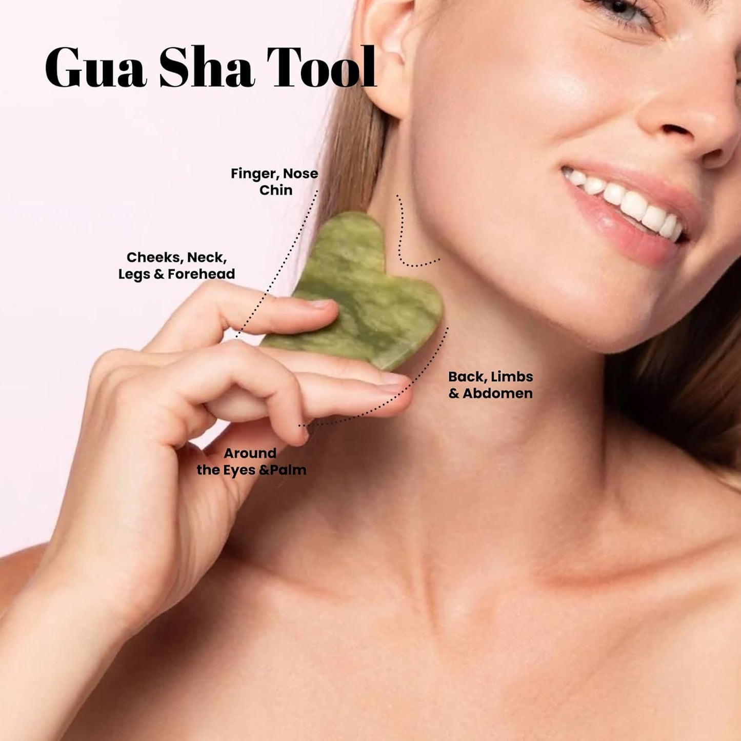 Gua Sha Facial Tools & Jade Roller by ROSELYNBOUTIQUE Original Face Massager for Puffiness Wrinkless Skin Care Routine - Self Care Gift for Men Women