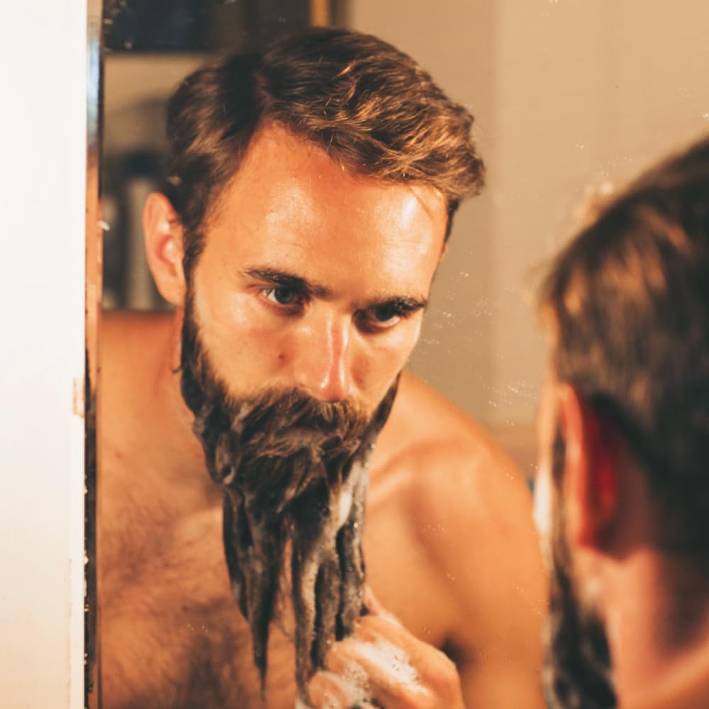 ZEUS Travel Beard Shampoo & Conditioner Combo for Men, Grooming Set with Green Tea & Essential Oils, Softens, Hydrates & Moisturizes Facial Hair (Made in USA) Sandalwood