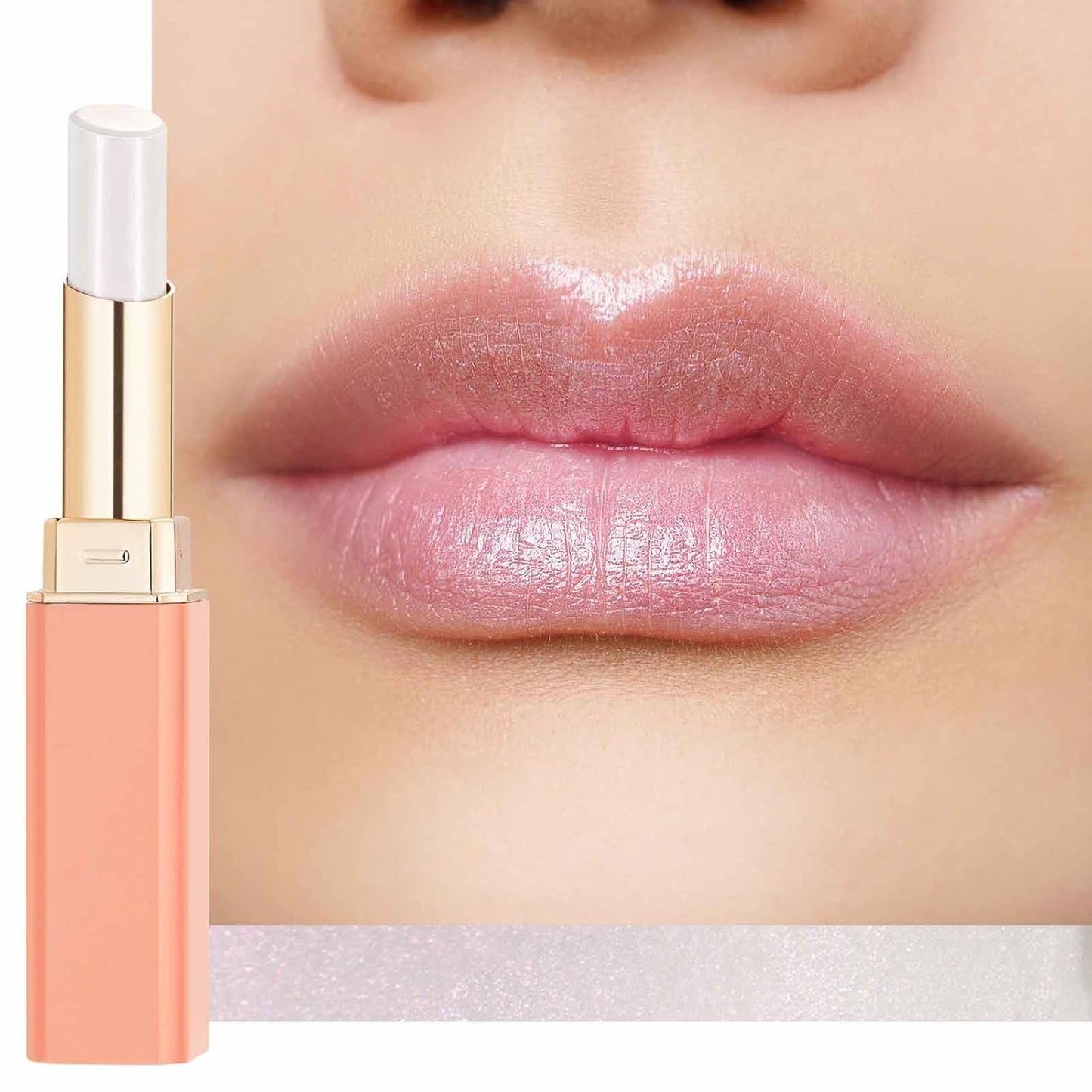 Oulac Moisturizing Shine Lipstick - Giltter Tinted Lip Balm Hydrating, Lip Plumper, Glossy Finish, Sheer Coverage with Pearlescent, Smooth for All Skin, Cracked and Chapped Lips, 2.2g/0.07oz (S03)