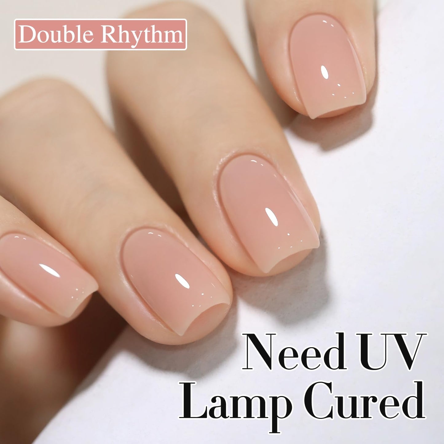 Double Rhythm Translucent Gel Polish Sheer Neutral Natural Light Milky Same Color Same Bottle 15ML Jelly UV Polish Nail Art DIY at Home (Milky Almond-A1491)