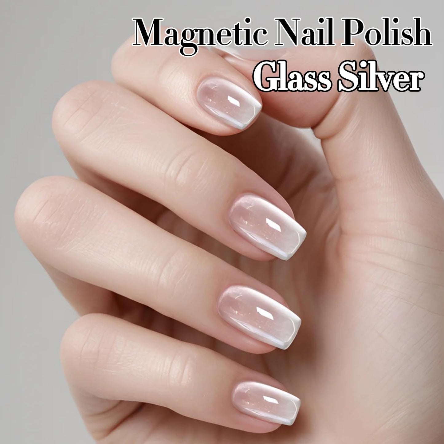 Double Rhythm 0.5 Oz Cat Eye Gel Polish with Magnet Same Color Same Bottle Holographic Glitter Shimmer Translucent Color Salon 15 ML Magnetic Nail Art (Clear Silver-MC1147)