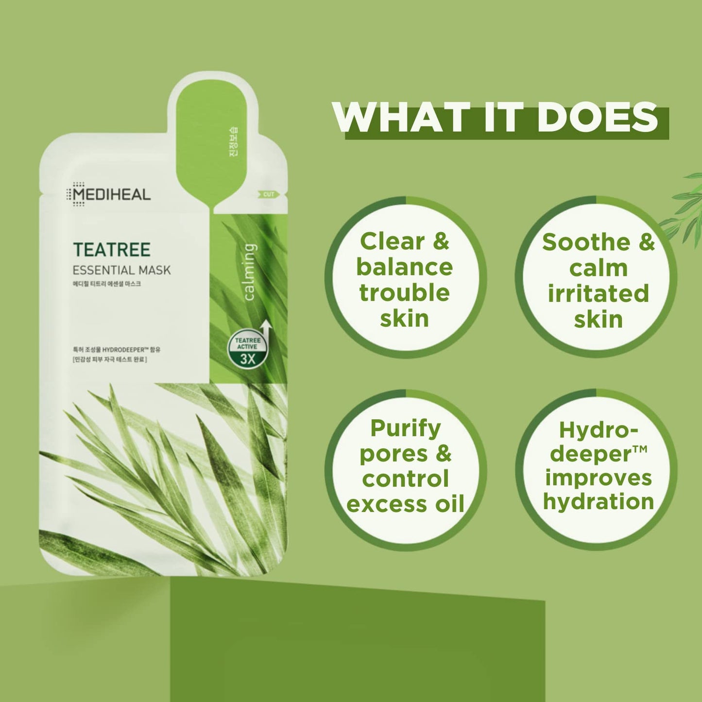 Mediheal Best Korean Sheet Mask - Tea Tree Essential Face Mask 10 Sheets For All Skin Types Korean Best Sheet Mask Soothing Calming