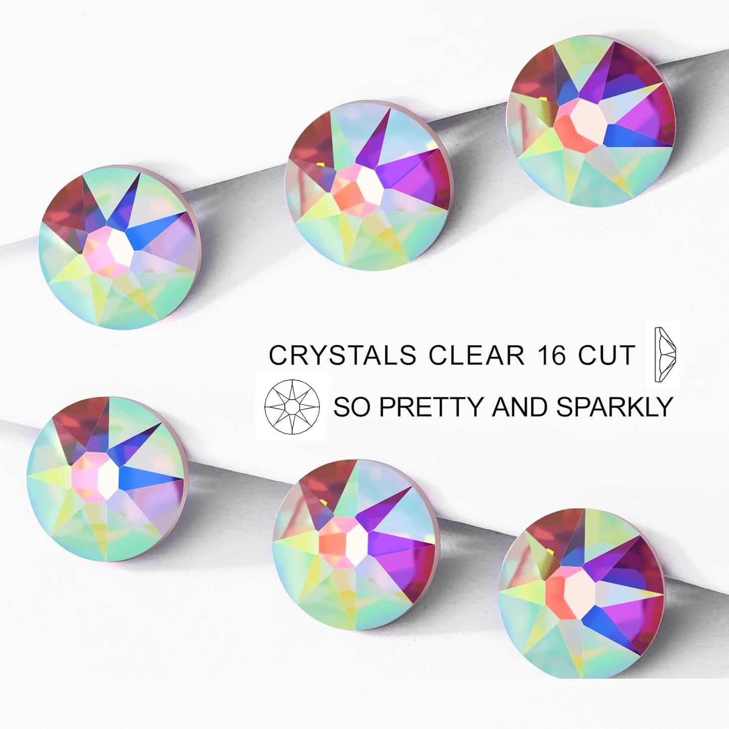 Novani 576pcs Crystal AB Rhinestones Flat Back Round Rhinestone Style 2088 Sparkly Crystal Gemstones for Nail Art and Crafting,SS10(2.7-2.9mm