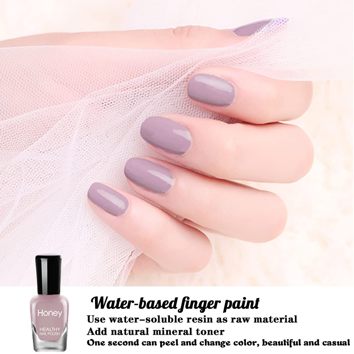 Non Toxic , Easy Peel Off and Fast Dry Nail Polish Set for Pack, Eco Friendly and Organic Water Based Nail Polish for Women and Girls (6 Bottles)