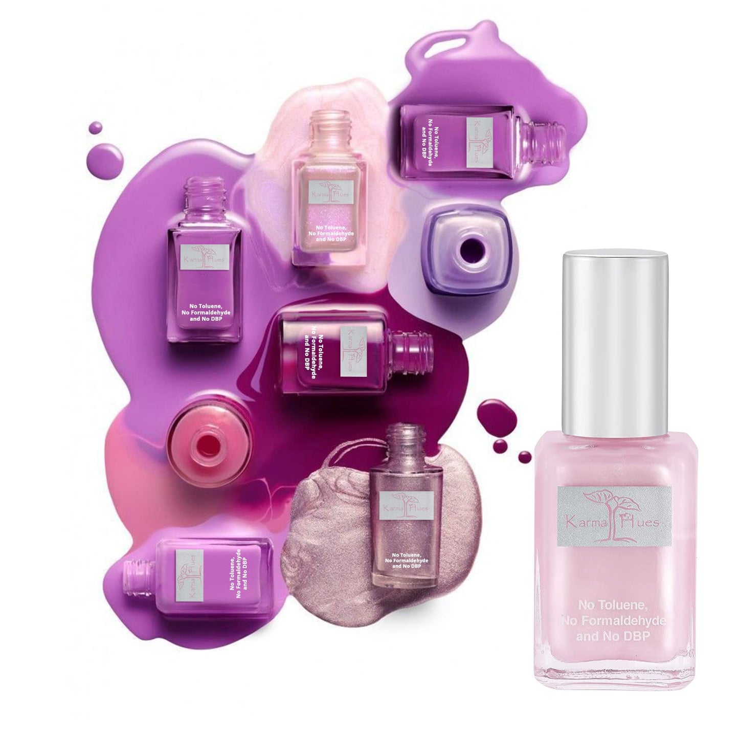 karma organic Natural Nail Polish, Vegan, and Cruelty-Free, No Toluene, No Formaldehyde, No DBP, and Free of TPHP, Pretty in Pink