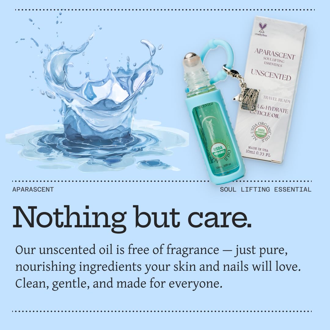 Unscented Organic Nail Cuticle Oil Pen with Jojoba, Coconut MCT, and Rosehip for Nail Hydration, Growth & Strength, Travel Size Keychain(0.34 Fl Oz)