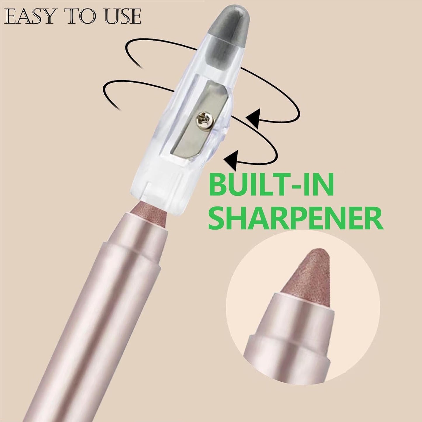 Brown Eyeshadow Stick, Blendable Creamy eyeshadow Eye Brightener Stick, Waterproof Eyeshadow Pencil Long Lasting Crayon, Smooth Shimmer Eye Shadow Highlighter Eye Liner Makeup.#B03 cocoa brown shimmer