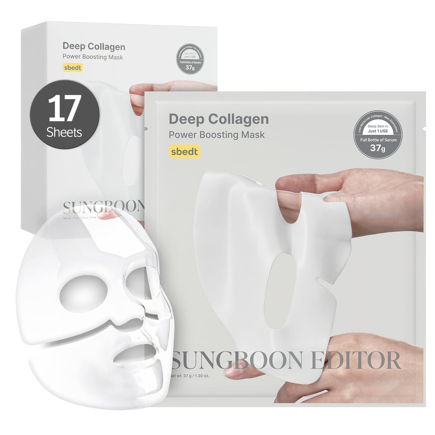 SUNGBOON EDITOR Deep Collagen Overnight mask 37gx17ea | Real Collagen 2,160,000PPB for Elasticity | TikTok Trend Items | Original Hydrating Collagen Face Mask | Korean Skin Care