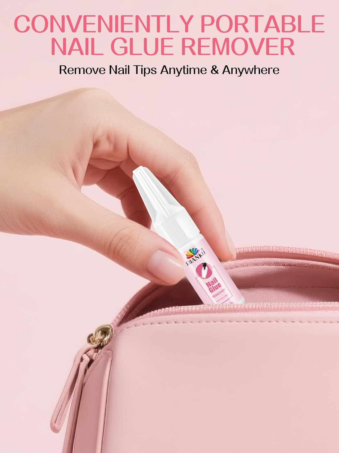 EBANKU Nail Glue Remover for Press On Nails, 10 x 15ML Gel Remover for Acrylic Tips Nail Glue Fast Acting Adhesive Gel Low Odor Liquid for Quick Removal