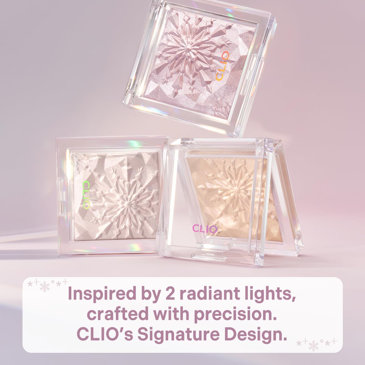 CLIO Prism Highlighter makeup, High Glossy Face Illuminator, Pearl Shimmer Smooth Baked Powder, Glitter Long- Lasting (6 Colors) (03 Frozen Crystal, One Size)