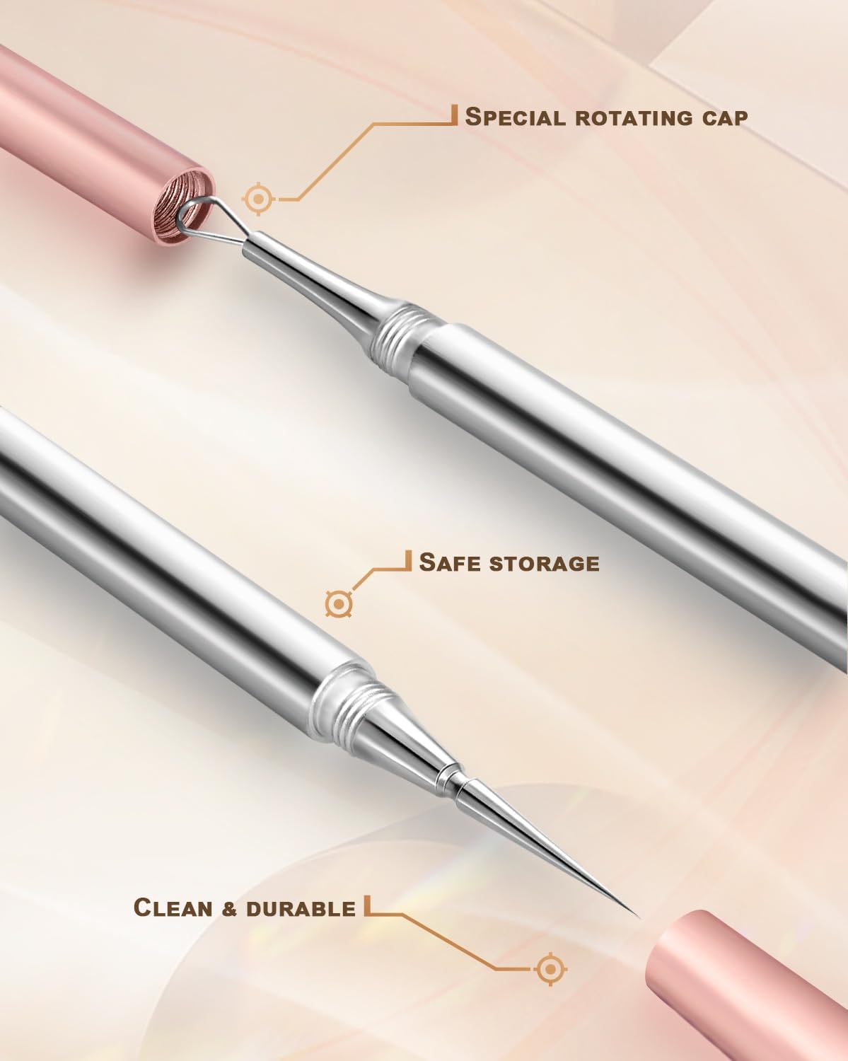 SGNEKOO Milia Remover Whitehead Extractor, Blackhead Tweezers with Angled Loop & Acne Needle Rose Gold in Case,Professional Facial Tool Kit