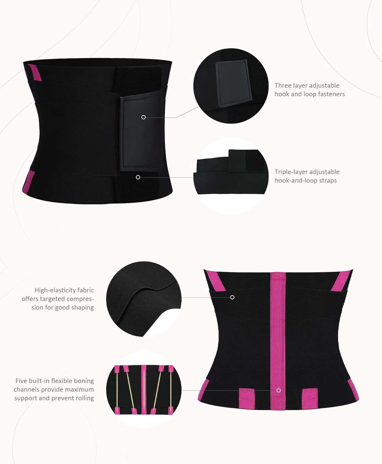 FeelinGirl Waist Trainer Long Torso Waist Cincher Trimmer Ab Belt Tummy Control Body Shaper Triple Wrap Women and Men