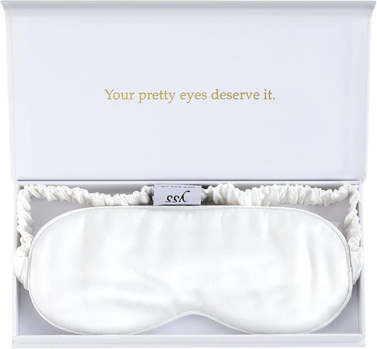 Silk Sleep Mask Light Blocking Luxury 100% Mulberry 19mm Silk Eye Mask Eye Cover Blindfold Ultra Soft Light & Comfy Anti Aging Skin Care with Travel Bag Gift Package