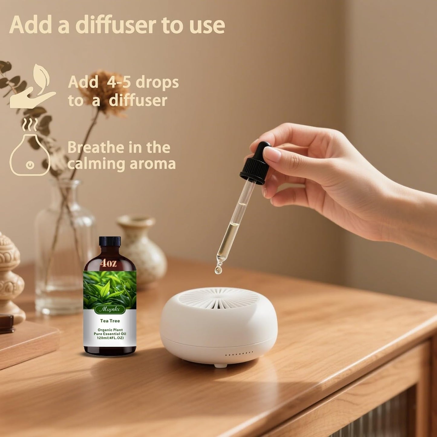 Tea Tree Fragrance Oil-Tea Tree Essential Oil 4.33oz (130ml)-100% Pure Natural Scent for Diffusers, Candles, Soap Making & Aromatherapy-Relaxing Home & Gift Essential Oil for Bath, Massage