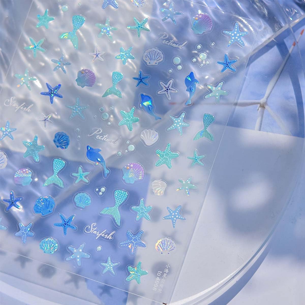 1 Sheets 5D Embossed Summer Nail Stickers Cute Nail Art Decals Shell Starfish Designs Summer Sea Theme Nail Art Sticker Self Adhesive Nails Supplies for Women Manicure Decoration