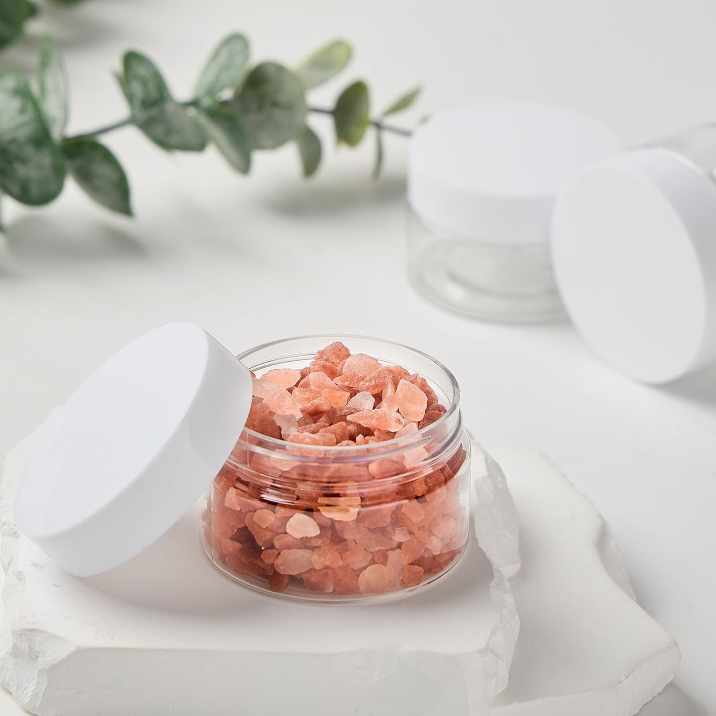 TUZAZO 24 Pack 1 Oz Small Plastic Container Jars with Lids and Labels BPA Free, Empty Round Clear Cosmetic Containers Plastic Slime Jars for Lotion, Cream, Ointments, Samples, Travel Storage (24)