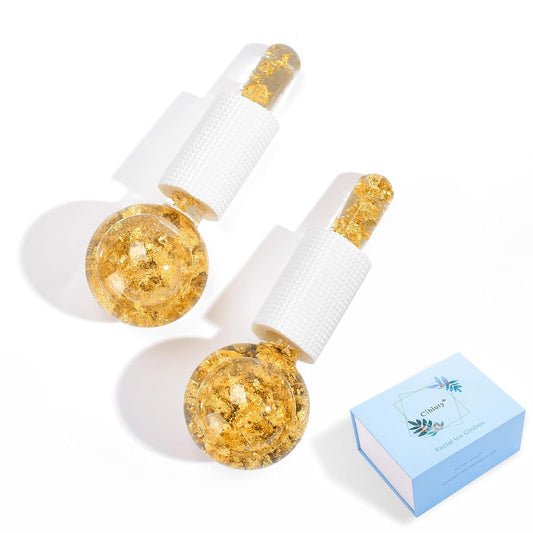 Ice Cryo Sticks Facial Globe with Golded Essence- 2PC Cooling Globes for Cold or Hot Skin Massagers, Face Globe for Skin Care Routine